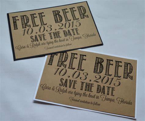 Free Beer Save the Date Cards funny kraft rustic save-the-date