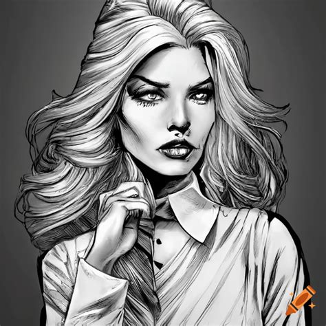 Comic book art of a blonde woman with long hair