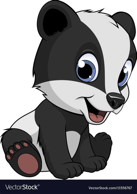 Little funny badger Royalty Free Vector Image - VectorStock | Baby animal drawings, Cute cartoon ...