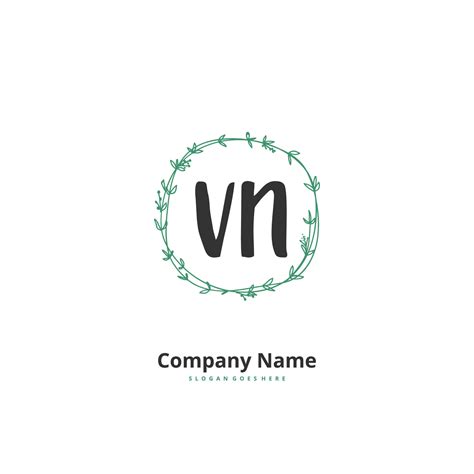 VN Initial handwriting and signature logo design with circle. Beautiful design handwritten logo ...