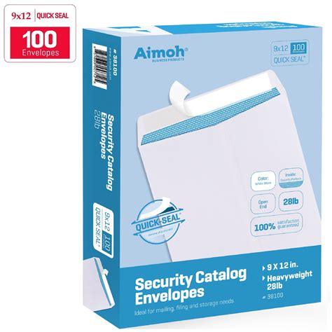 9 x 12 SELF Seal Security White Catalog Envelopes - 28lb - 100 Count ...