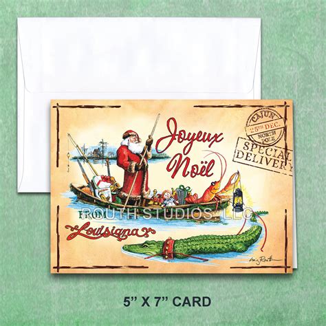 Louisiana Christmas Cards With Recipe Papa Noel Cajun - Etsy