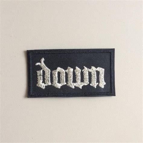 Down Band Patch, Down Logo Embroidered Silver Patch – Metal Band T ...