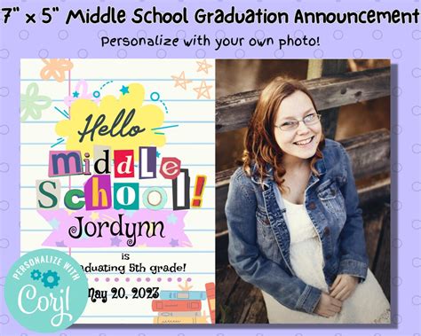 Junior High Graduation Invite 5th Grade Graduation - Etsy