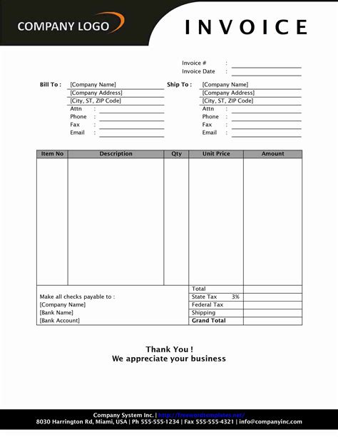 Ms Word Invoice Template Free Download | Invoice Template Ideas