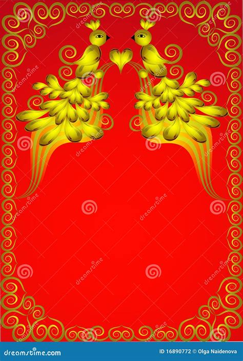 Background with Gold(en) Bird Stock Vector - Illustration of gold, flower: 16890772