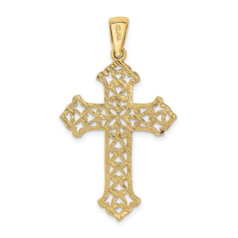 14K Yellow Gold Budded Cross Pendant | eBay