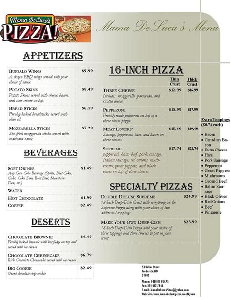 Menu - Mama DeLuca's Pizza