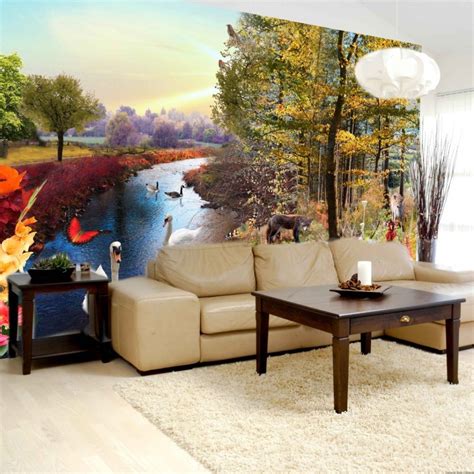 20 Living Rooms With Beautiful Wall Mural Designs