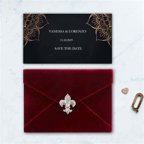 Red Velvet Invitation Envelope For Cards - Luxury Wedding Invitations ...