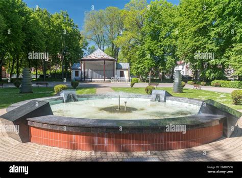 Szczecinek, Poland - May 31, 2021: Water fountain at City Park near ...