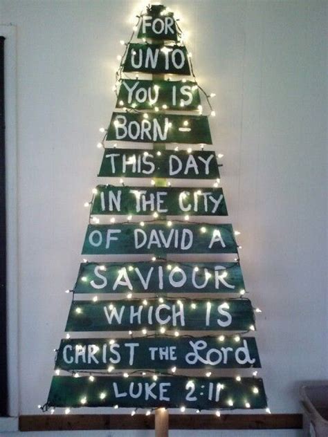 Outdoor yard art christmas decoration Luke 2:11 tree | Christian christmas decorations ...