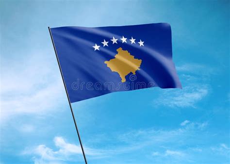 Kosovo Flag Flying High in the Sky. February 17 Kosovo Independence Day ...