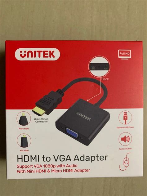 HDMI to VGA Adapter -Unitek , Computers & Tech, Parts & Accessories, Cables & Adaptors on Carousell