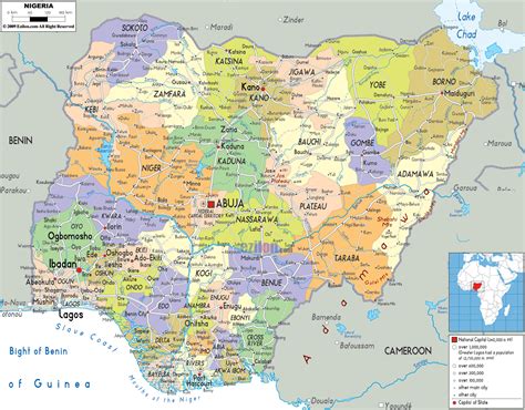 Large political and administrative map of Nigeria with roads, cities ...