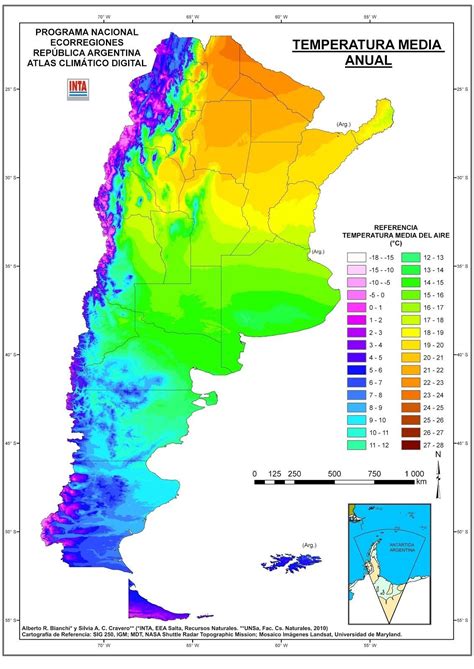 Annual Temperature Map of Argentina (and Falkland Islands) | Map, Argentina, Falkland islands