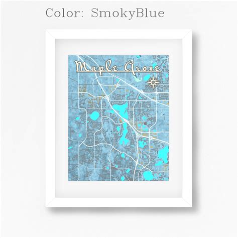 Maple Grove Minnesota Map With Streets, Water, Hills, Buildings. Color ...