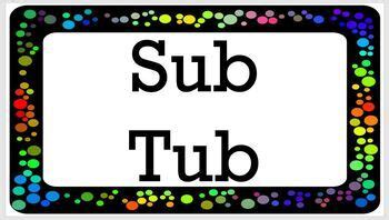 Sub Tub Label by sarandipityy | Teachers Pay Teachers