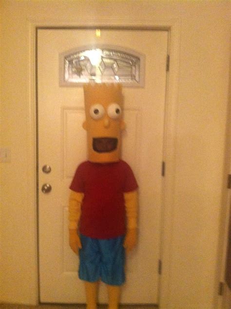 Homemade Bart Simpson costume. Tie dyed long johns, yellow gloves, egg crate foam padding, foam ...