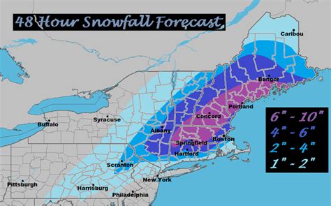 Northeast Weather Action: 48 Hour Snowfall Totals Forecast Map ...