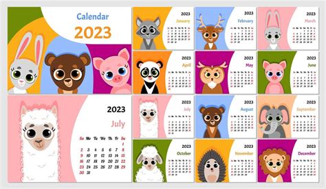 a calendar with animals on it for the year 2012 and 2013, in different ...