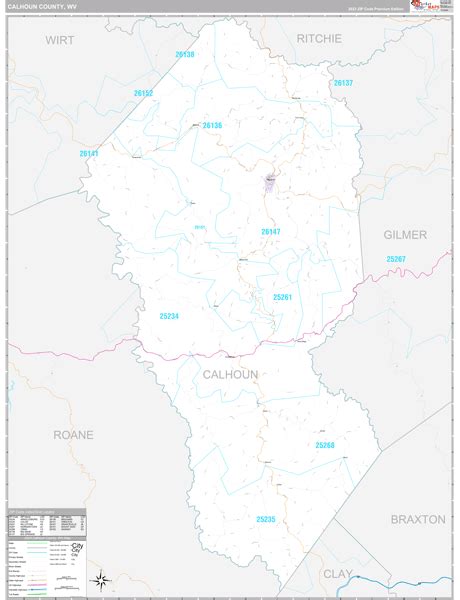 Calhoun County, WV Wall Map Premium Style by MarketMAPS - MapSales