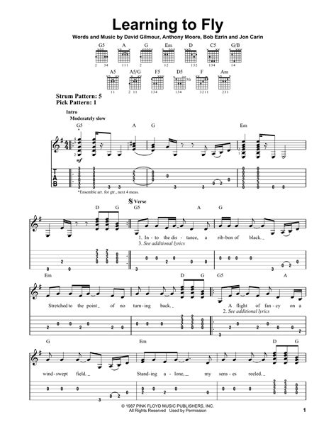 Pink Floyd "Learning To Fly" Sheet Music Notes | Download Printable PDF Score 162339