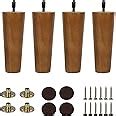 Amazon.com: MEETWARM 6 inch Wood Sofa Legs Round Tapered Replacement ...