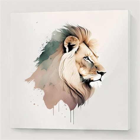 Premium AI Image | Lion in minimalist illustration with soft colors