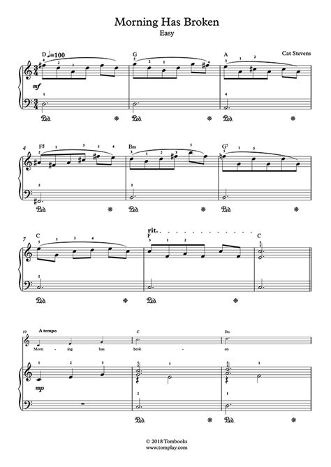 Morning Has Broken (Easy Level, Solo Piano) (Cat Stevens) - Piano Sheet Music