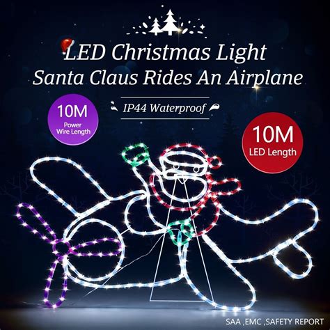 New Christmas Lights Santa Airplane Motif 10M LED Rope Xmas Decoration Outdoor Home Display