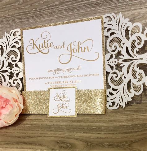 Wedding Invitation Gold Foil Rose Gold Foil Glitter Laser Cut | Etsy ...