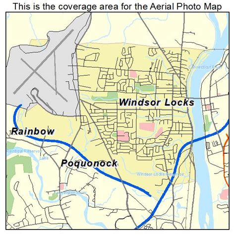 Aerial Photography Map of Windsor Locks, CT Connecticut