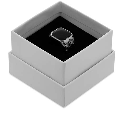 Alexander McQueen Stone Signet Ring Silver & Black | END. (KR)
