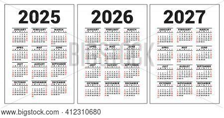 Calendar 2025, 2026 Vector & Photo (Free Trial) | Bigstock