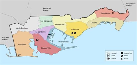 A closer look to the districts of the principality of Monaco. Monaco, Monte Carlo, Casino, Roman ...