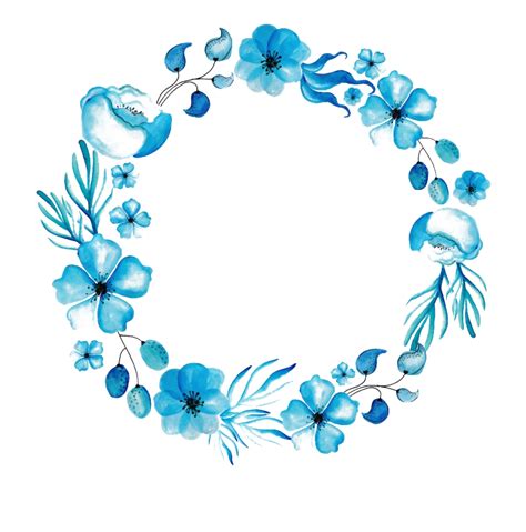 Round Blue Floral PNG File - PNG Mart