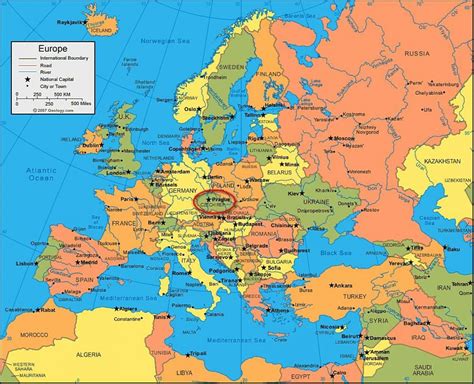 Prague map europe - Map of europe showing prague (Bohemia - Czechia)