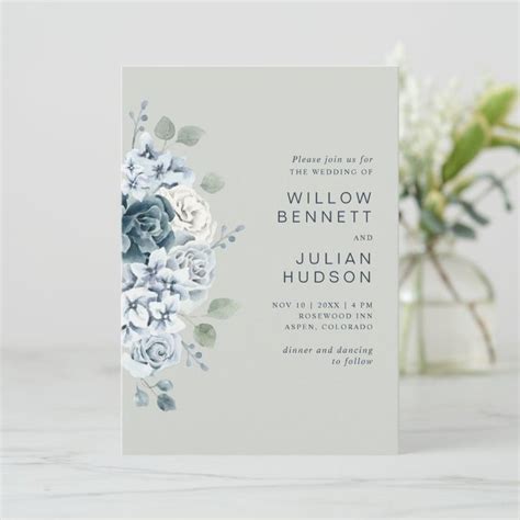 Modern Sage Green Watercolor Floral Wedding Invitation | Zazzle | Floral wedding invitations ...