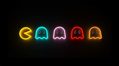 arcade, retro games, 3D, neon, Pacman, HD Wallpaper | Rare Gallery