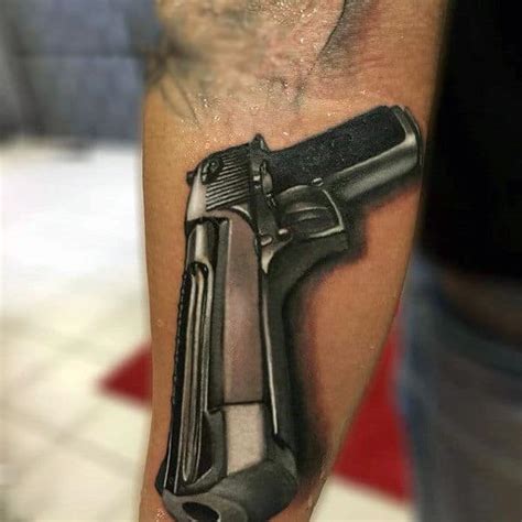 80 Pistol Tattoos For Men - Manly Sidearm Designs