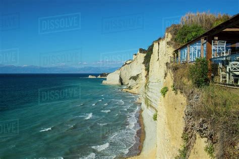 Loggas beach cliff, Corfu, Ionian islands, Greek Islands, Greece, Europe - Stock Photo - Dissolve