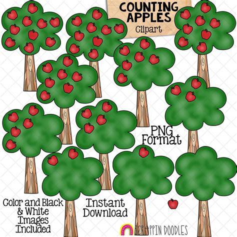 Counting Apples ClipArt - Autumn Apple Tree Counting - Seasonal Math G – Scrappin Doodles