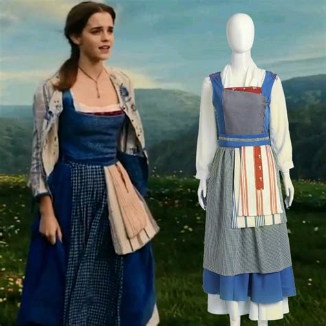 2017 NEW Movie Beauty and the Beast Belle Maid Blue Dress Emma Watson ...