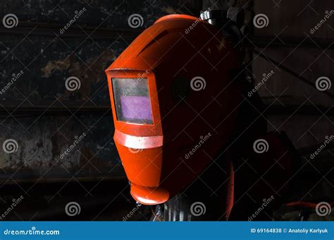 Background Welding Mask in the Left Side of Picture. Blank Space for a Text. Industrial Concept ...