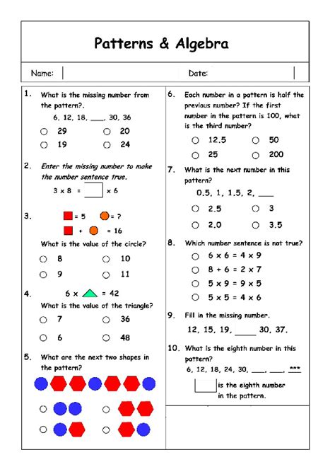 Patterns And Algebra Stage 1 Worksheets – Martin Lindelof