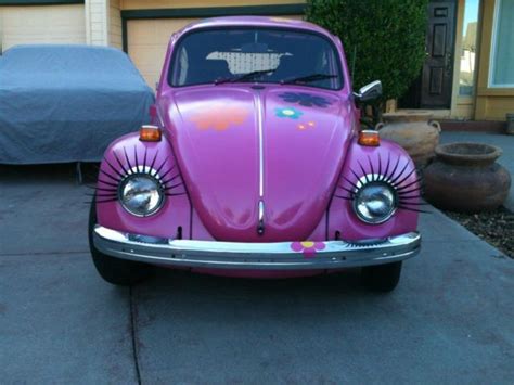 1971 Volkswagen Beetle - Classic bug Hippie Chic Pink Flowers - Classic Volkswagen Beetle ...