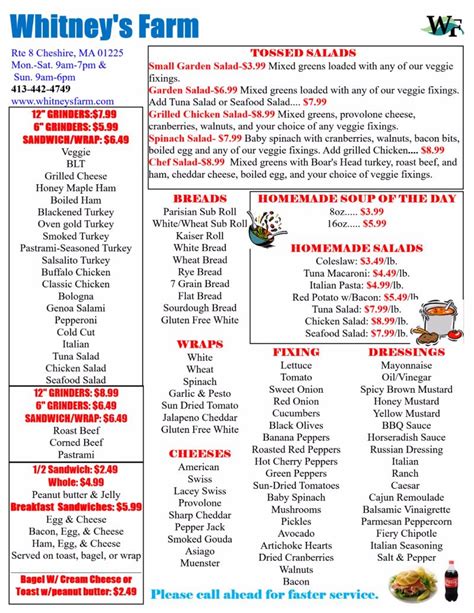 DELI MENU 2016-page1 (1) - Whitney's Farm Market & Garden Center