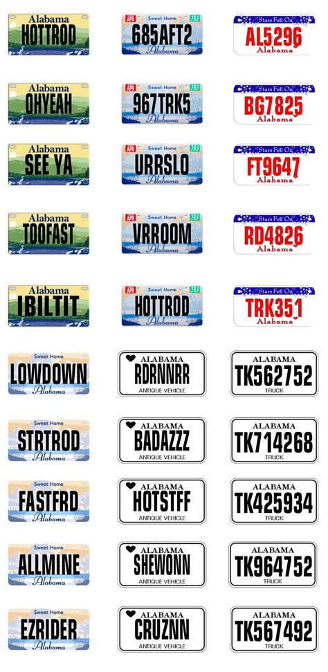 Alabama License Plate Assortment for 1:24 1:25 scale models – STSDecals