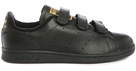 Adidas originals Stan Smith Leather Velcro Sneakers in Black for Men | Lyst